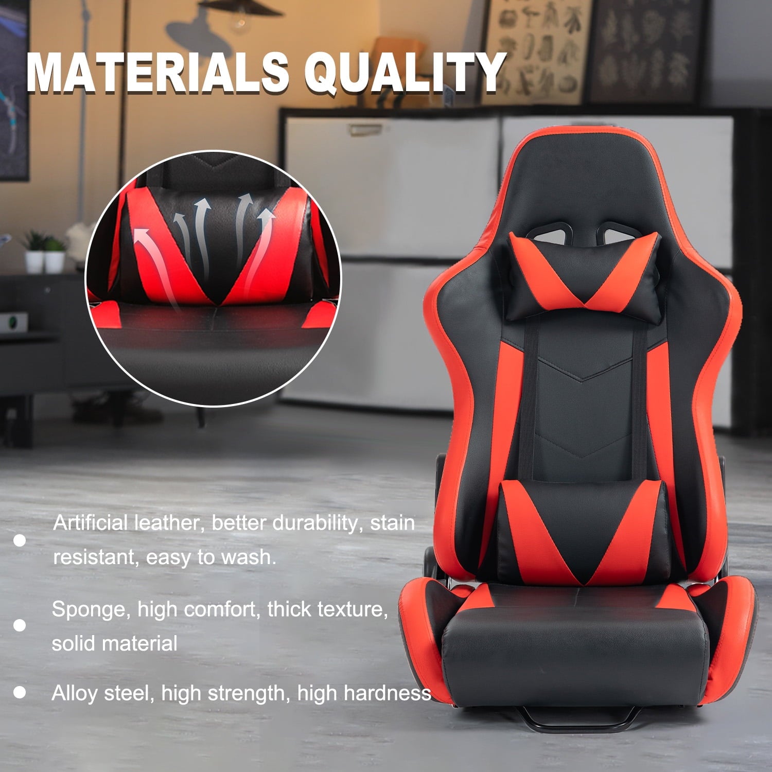 Marada Racing Seat with Double Lock Slip for Gaming Simulator Cockpit Leather Red