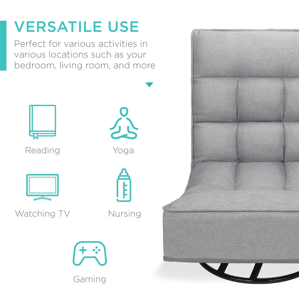 Best Choice Products Folding Floor Gaming Chair for Home, Office w/ 360-Degree Swivel, 4 Positions - Gray