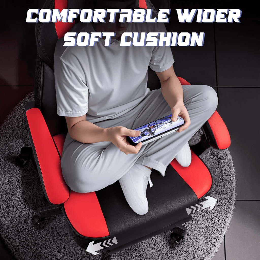 PUKAMI Gaming Chair with Massage, Ergonomic Heavy Duty Design with Footrest and Lumbar Support, Large Size Cushion High Back Office Chair, Big and Tall Gaming Computer Chair