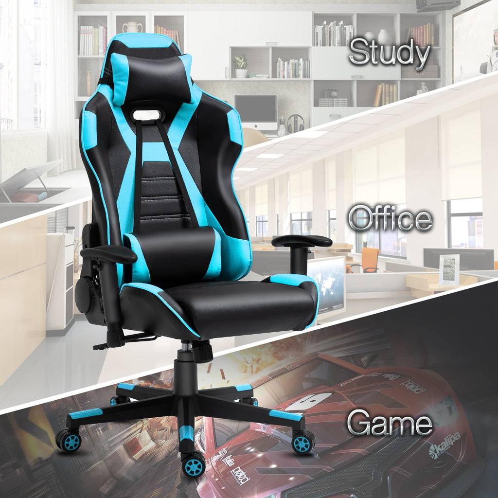 Reclining Gaming Chair in Home Office Ergonomic Video Game PC Computer Desk Chair for Adults, Black Blue