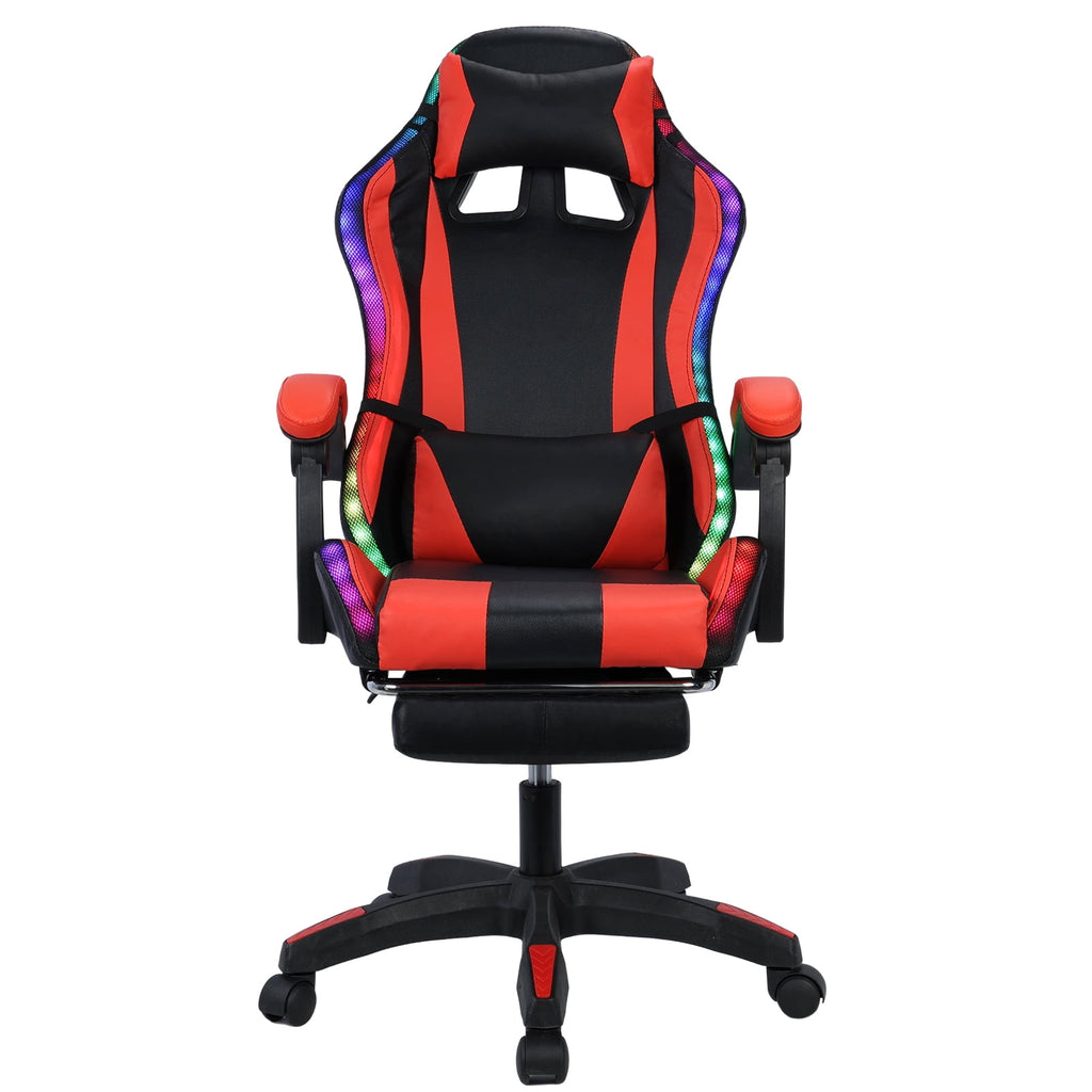 Ergonomic Gaming Chair w/Bluetooth Speakers, Lighting & Massage - Adjustable Height & Lumbar Support for PC/Console Gamers