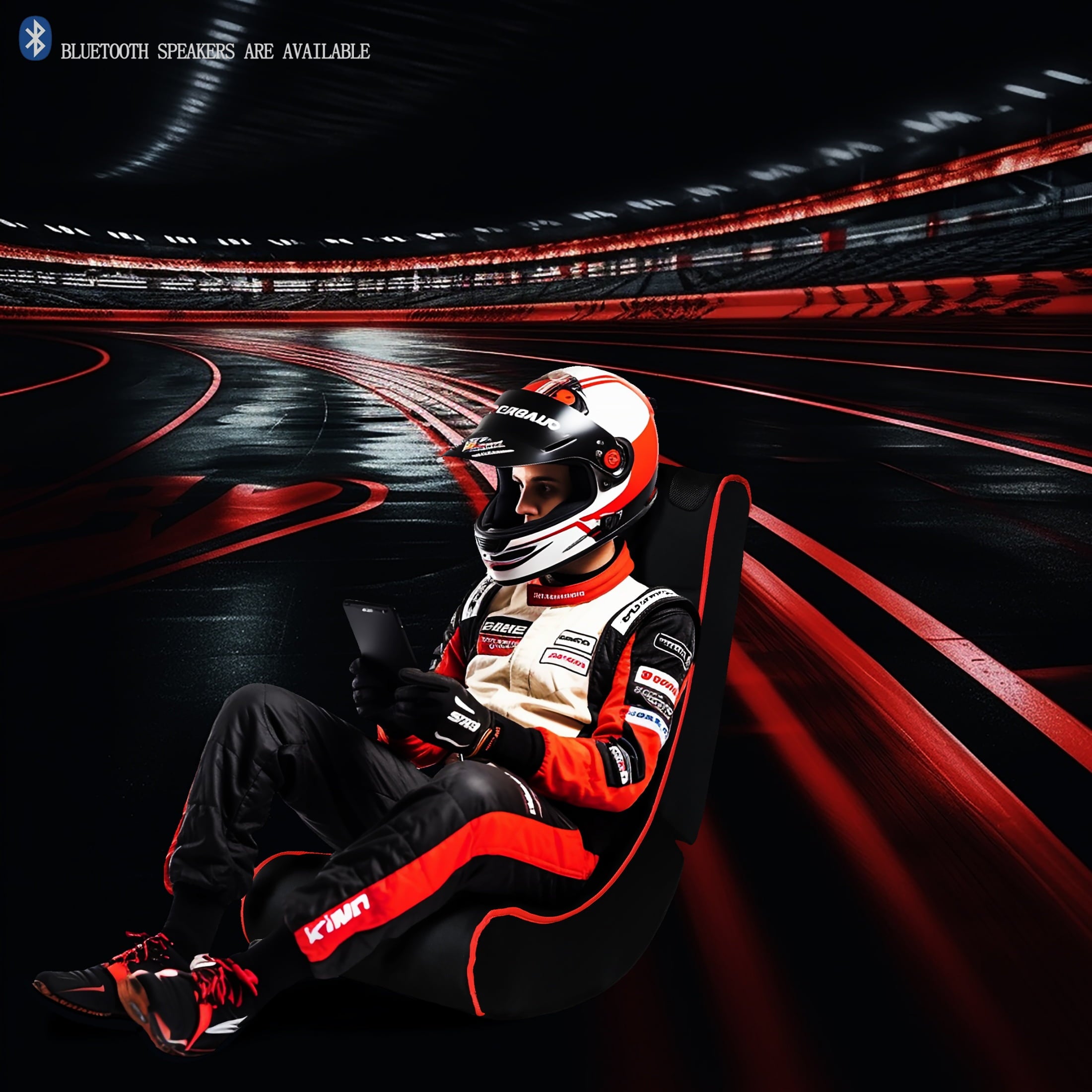 CASEMIOL Folding Gaming Chair Floor with Bluetooth Speakers, Gamer Chair for Teens, Gaming Chair with Polyester cover and foam padding, 3” Built-in Dual Track Sound, 3.5mm input/output ports