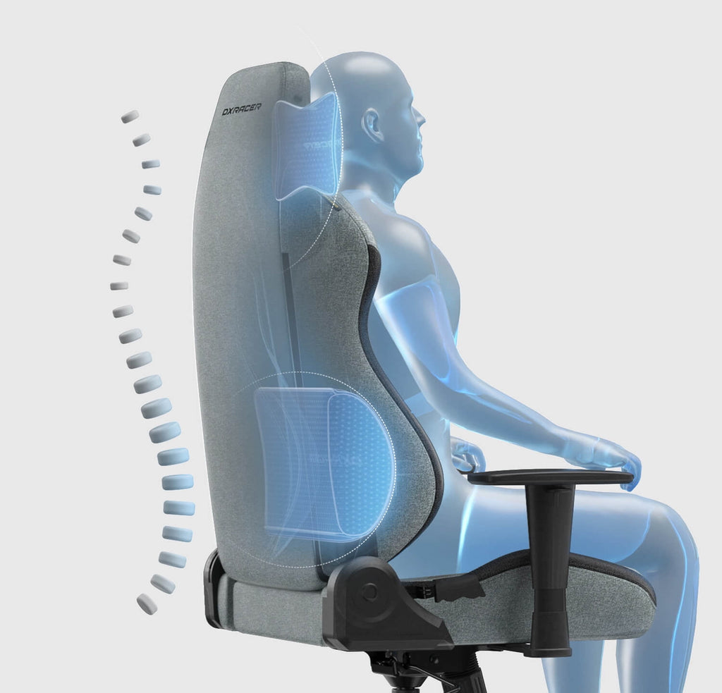 DXRacer Drifting Gaming Chair - Fabric Ergonomic Office Chair with Lumbar Pillow & Adjustable Headrest - PC Computer Racing Gamer Gaming Chair Recliner For Adults Teens, Cyan Black, Regular L