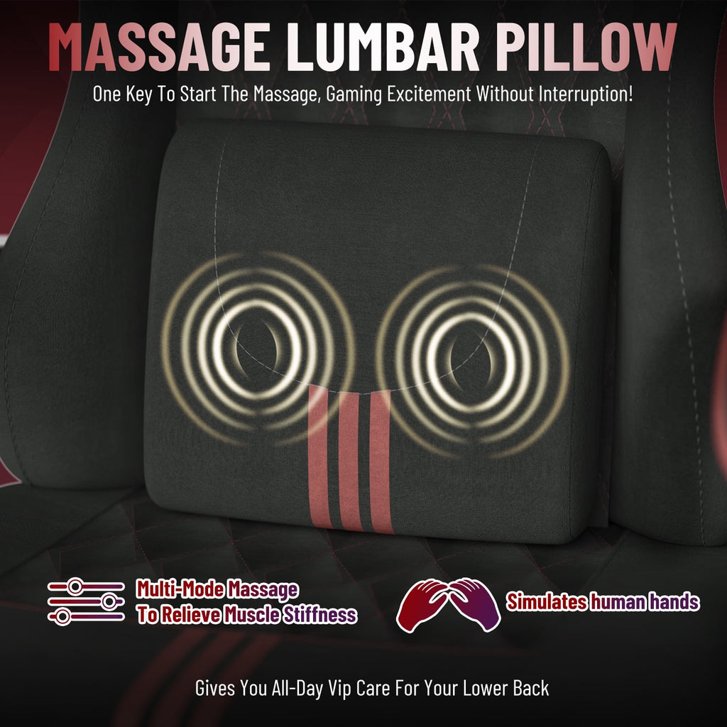 Luxvie Velvet Fabric Gaming Chair With Footrest, Ergonomic Comfortable Video Gamer Chair For Adult, Reclining Office Computer Desk Game Chairs With Massage Lumbar Cushion and Headrest, Black&Red