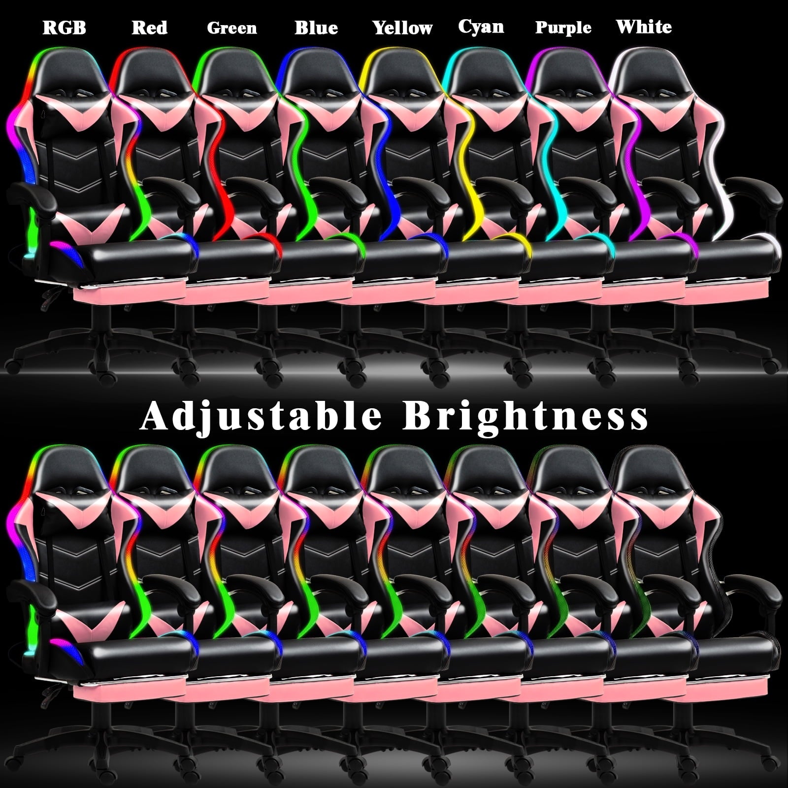 Czlolo Gaming Chair, RGB Racing Style Gamer Chairs for Adults and Kids,with Lumbar Massager, LED Lights, High Backrest Reclining, Footrest