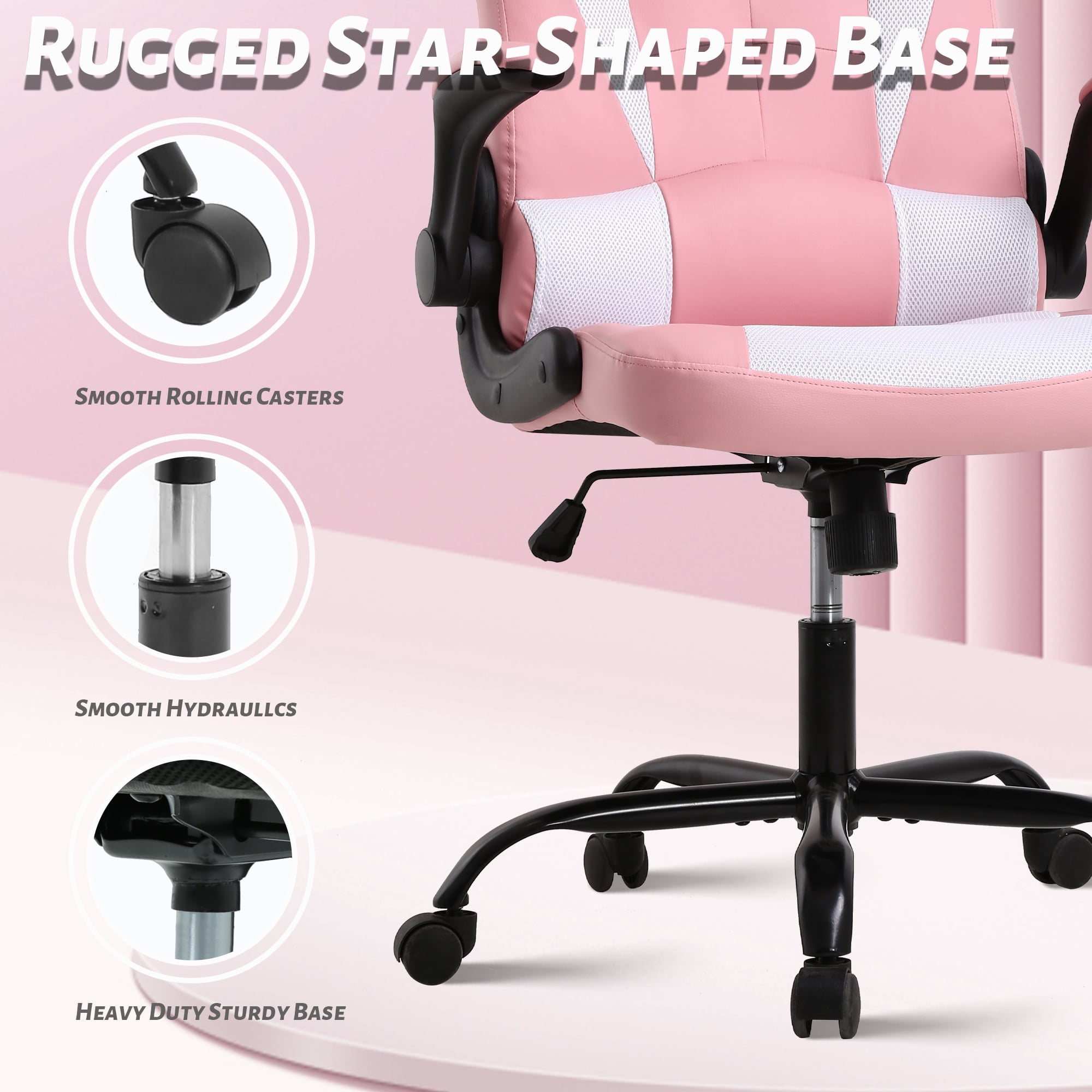 CL.HPAHKL Ergonomic PC Gaming Chair, PU Leather Gamer Chair with 360° Swivel Seat Comfortable Computer Chair with Lumbar Support Height Adjustable Video Game Chairs for Adults Teens, Pink