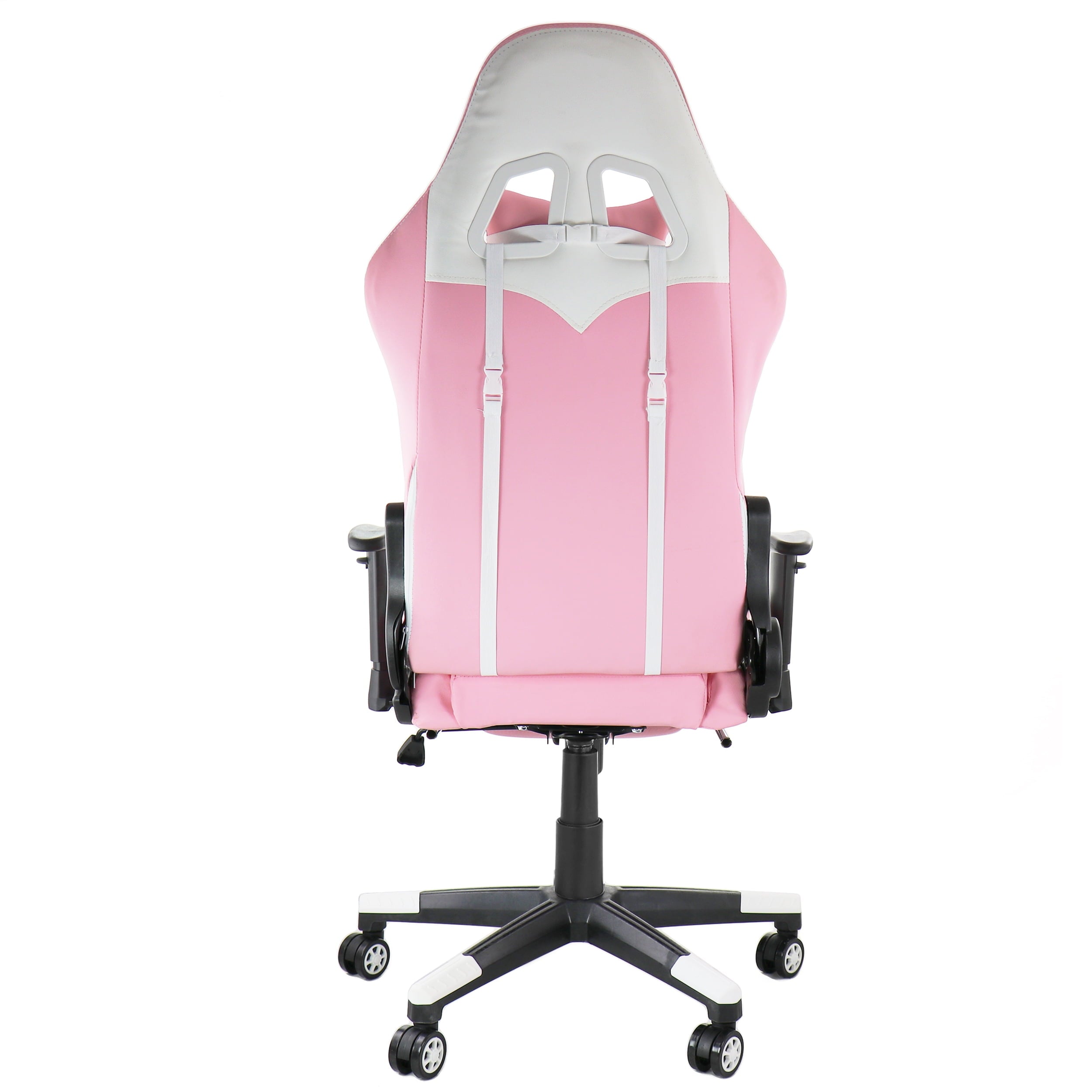 Gamefitz High Back & Lumbar Support Swivel Gaming Chair, Pink and White