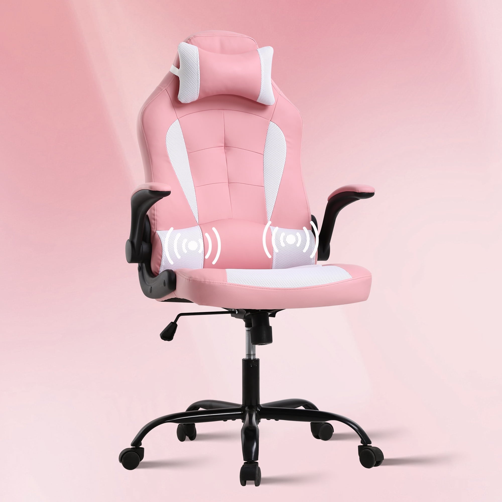 CL.HPAHKL Ergonomic PC Gaming Chair, PU Leather Gamer Chair with 360° Swivel Seat Comfortable Computer Chair with Lumbar Support Height Adjustable Video Game Chairs for Adults Teens, Pink