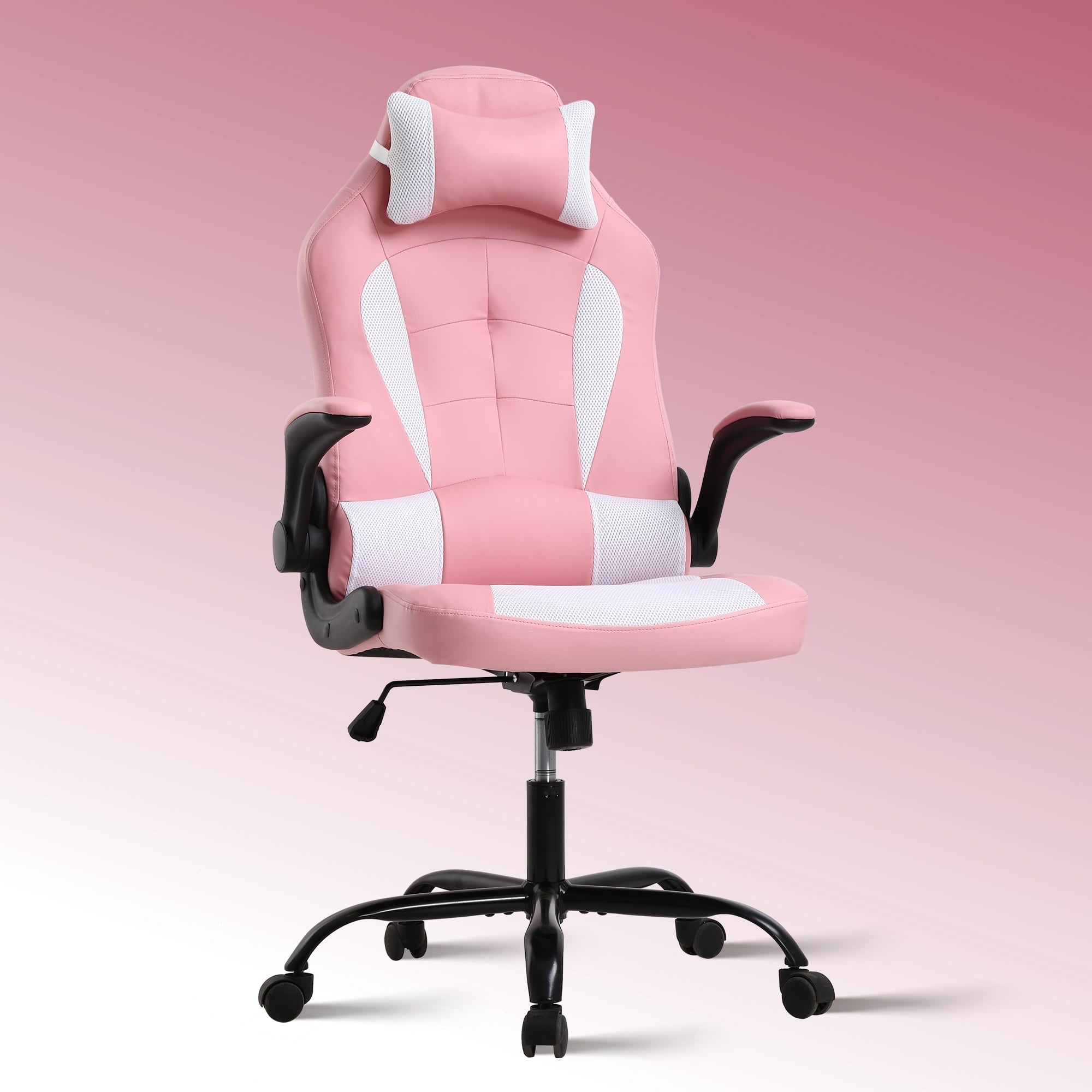 CL.HPAHKL Ergonomic PC Gaming Chair, PU Leather Gamer Chair with 360° Swivel Seat Comfortable Computer Chair with Lumbar Support Height Adjustable Video Game Chairs for Adults Teens, Pink