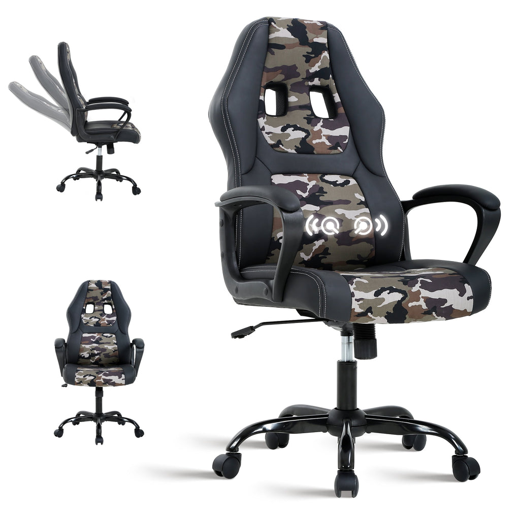 CL.HPAHKL Racing Gaming Chair, Racing Gaming Desk Chair Height Adjustable Gamer Chair with Lumbar Support Headrest Armrest PU Leather Ergonomic Gaming Chair with Massager, Swivel Wheels, Red