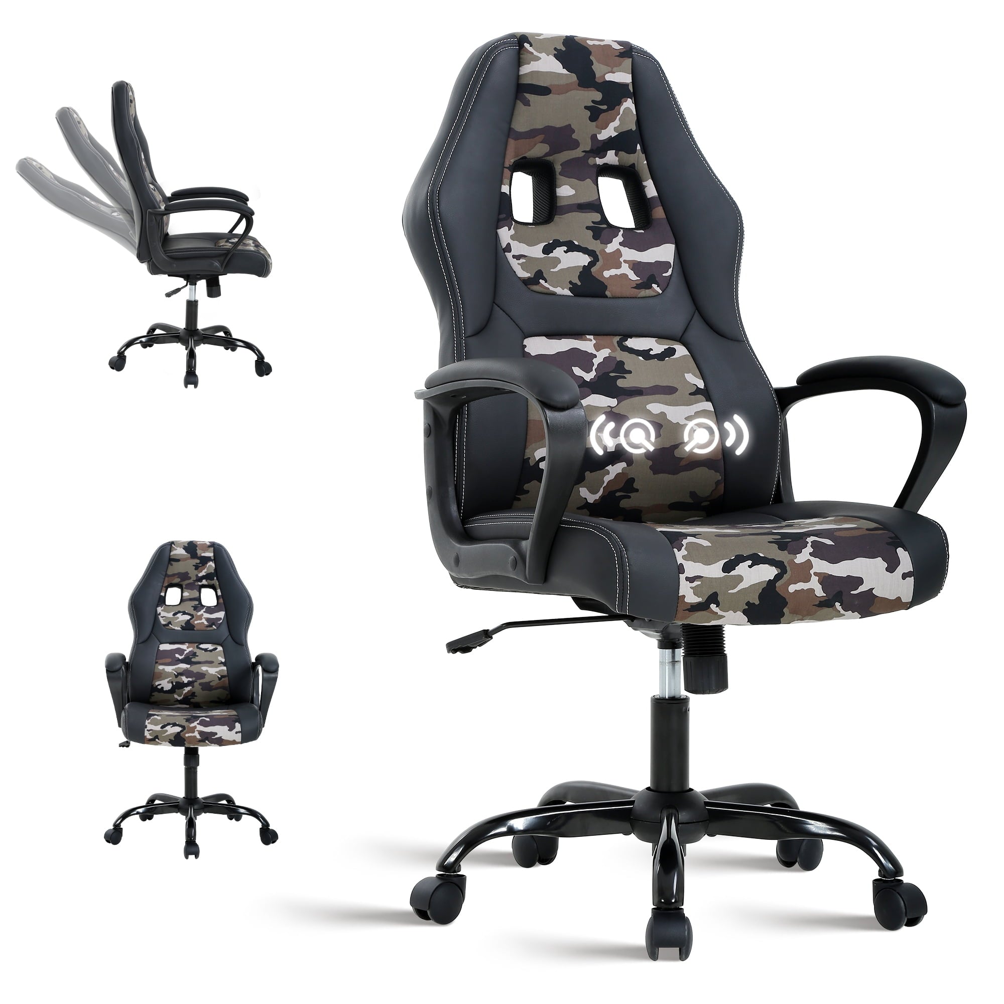 CL.HPAHKL Racing Gaming Chair, Racing Gaming Desk Chair Height Adjustable Gamer Chair with Lumbar Support Headrest Armrest PU Leather Ergonomic Gaming Chair with Massager, Swivel Wheels, Red