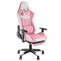 Gamefitz High Back & Lumbar Support Swivel Gaming Chair, Pink and White