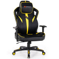 Goplus Gaming Chair 360° Swivel Computer Reclining Height Adjustable 2D Armrest Yellow