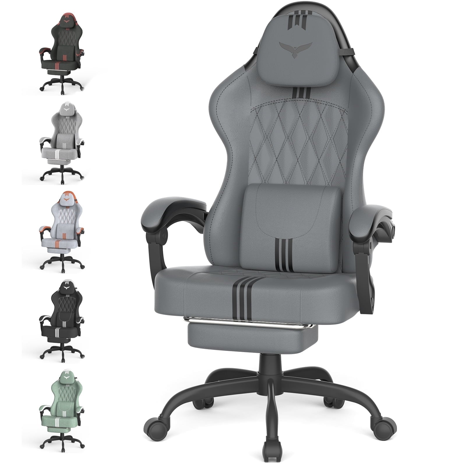 Luxvie Velvet Fabric Gaming Chair With Footrest, Ergonomic Comfortable Video Gamer Chair For Adult, Reclining Office Computer Desk Game Chairs With Massage Lumbar Cushion and Headrest, Black&Red