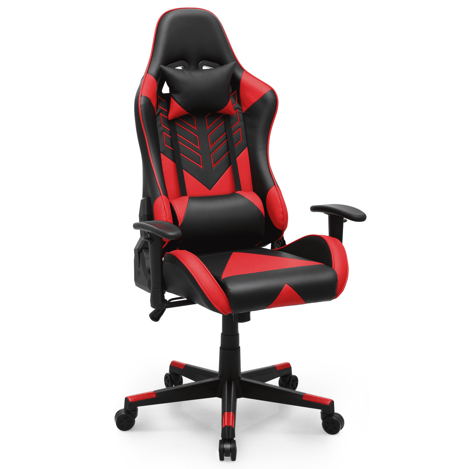 MoNiBloom Ergonomic Racing Style Gaming Chair, Computer Chair with Lumbar Support, Leather Chair with Armrest for Gaming, Red