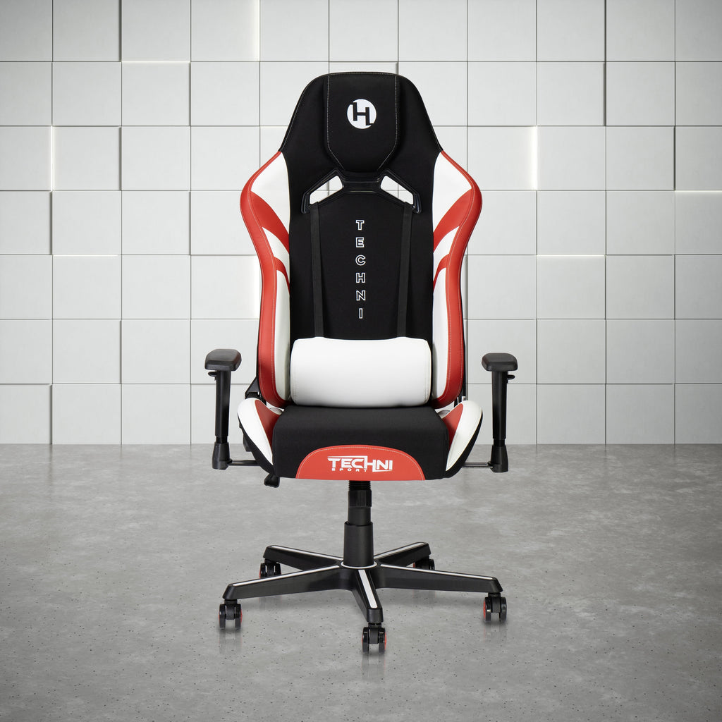 Techni Sport TSF72 Echo Gaming Chair, Black with Red and White RTA-TSF72-BK
