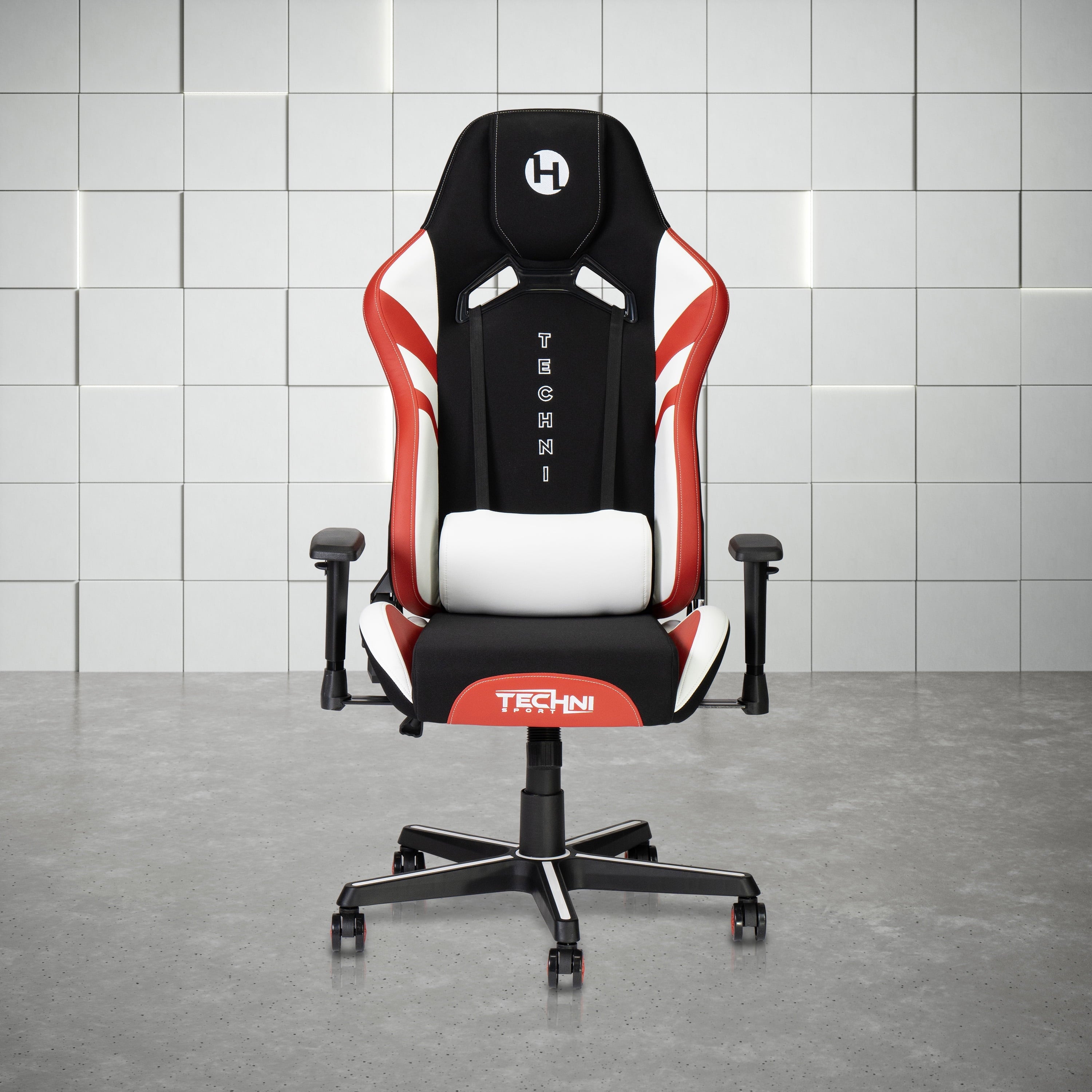 Techni Sport TSF72 Echo Gaming Chair, Black with Red and White RTA-TSF72-BK