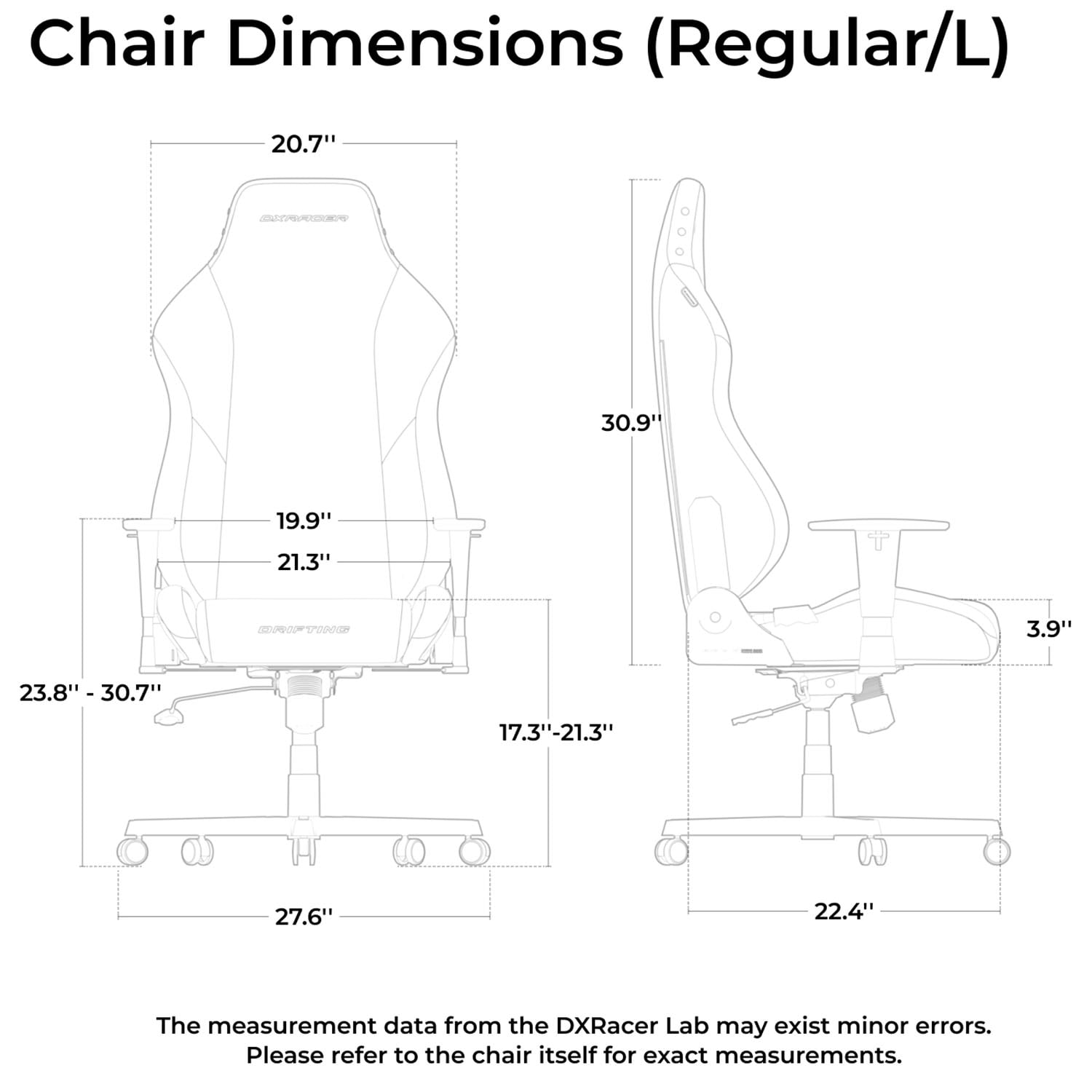 DXRacer Drifting Gaming Chair - Fabric Ergonomic Office Chair with Lumbar Pillow & Adjustable Headrest - PC Computer Racing Gamer Gaming Chair Recliner For Adults Teens, Cyan Black, Regular L