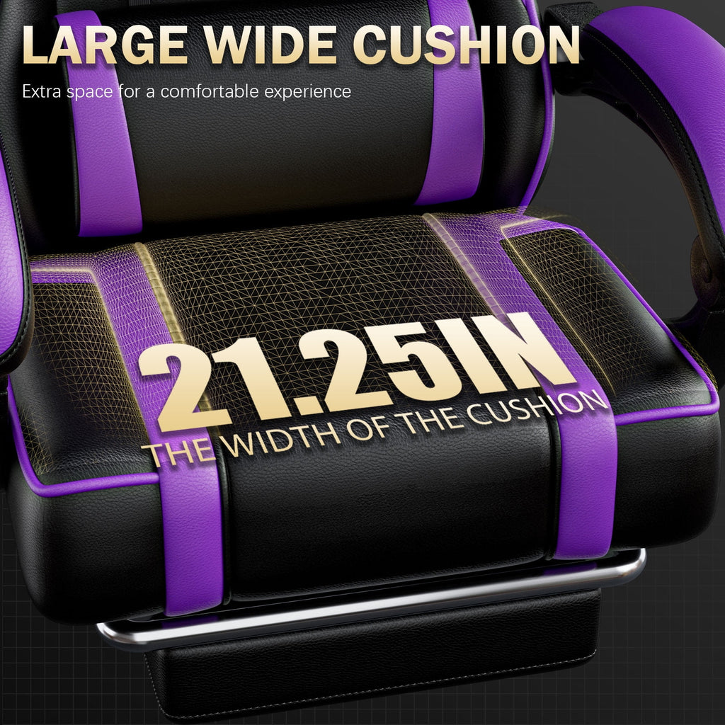 BSTYJQXH Adjustable Reclining Gaming Chair with Lumbar Support and Footrest, Purple