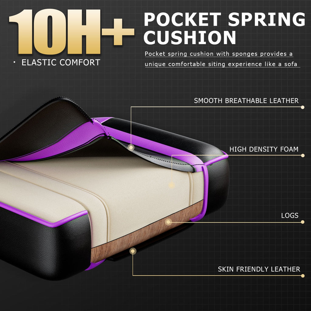 BSTYJQXH Adjustable Reclining Gaming Chair with Lumbar Support and Footrest, Purple