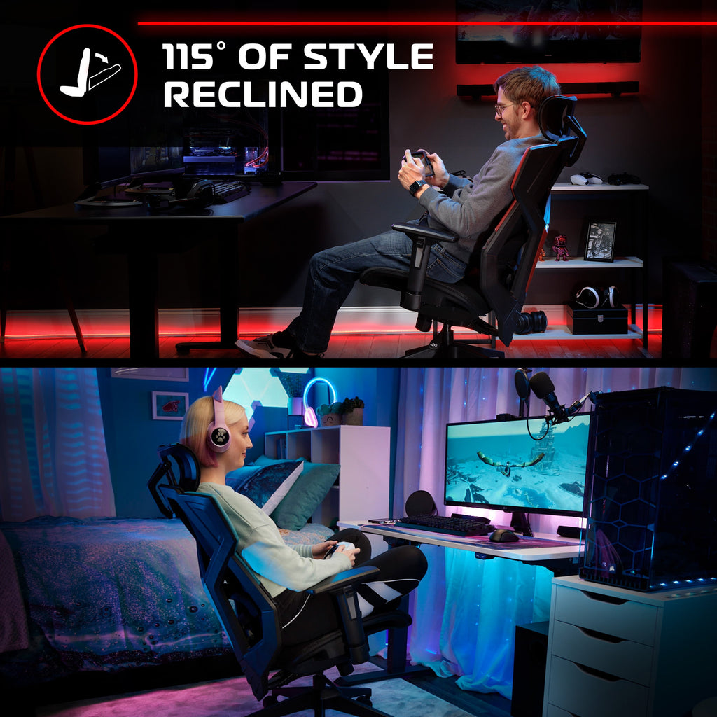 RESPAWN FLEXX Ergonomic Office and Gaming Chair with Lumbar Support - Breathable Mesh Recliner with Headrest & Adjustable Arms, Comfy Home Office Desk Chairs, Reclining Gaming Seat for Adults - Teal