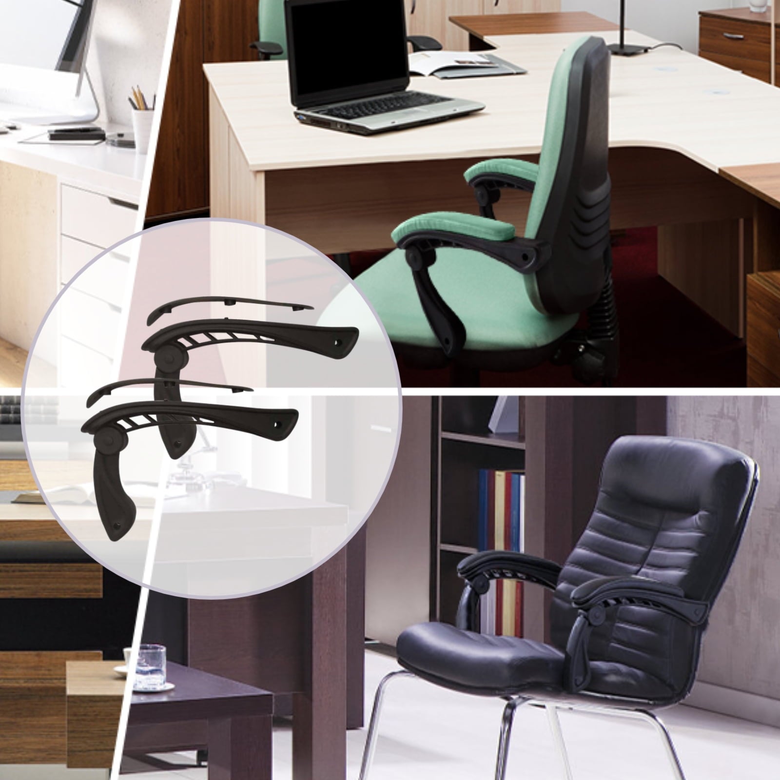 2x Universal Office Chair Armrest Accessories Replacement Simple Portable Linkage Armrest for Most Chairs Computer Chair 5 Holes