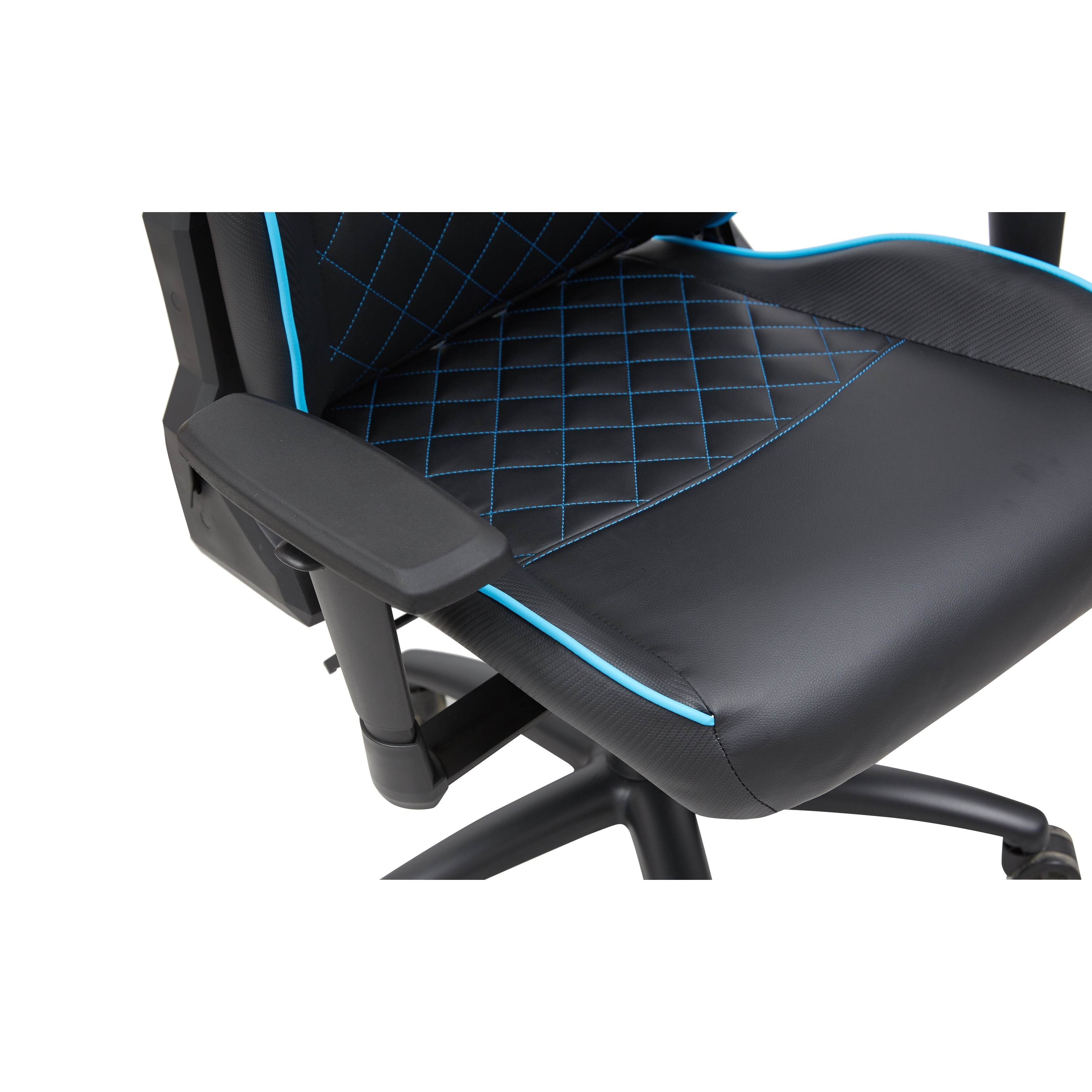 Furniture of America Joseff Black Faux Leather Reclining Gaming Chair by  Black,Blue