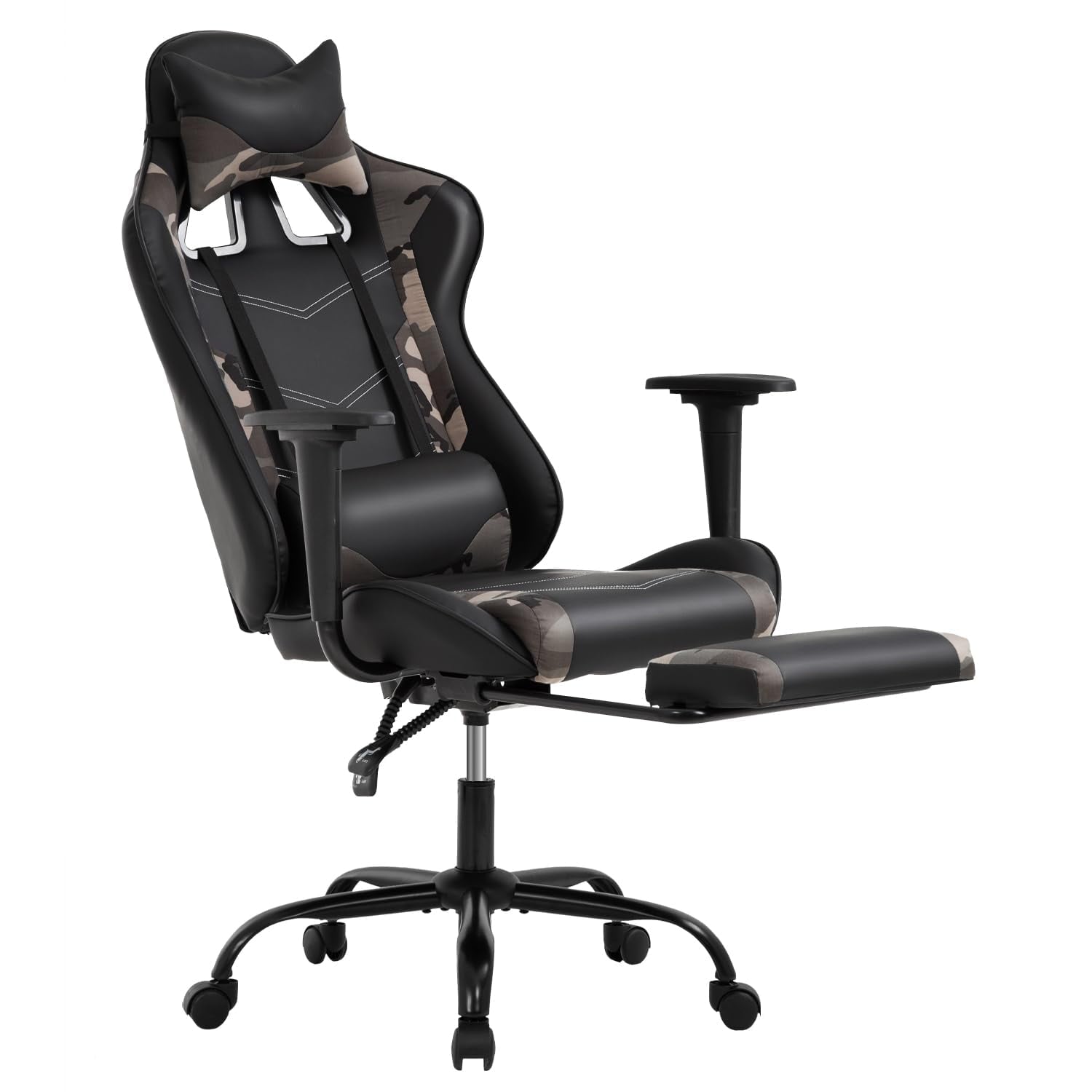 YRLLENSDAN Gaming Chair with Footrest & Adjustable Headrest for Adults Teen, Big and Tall Gamer Chair, Reclining Computer Gaming Chair, Black and Camo