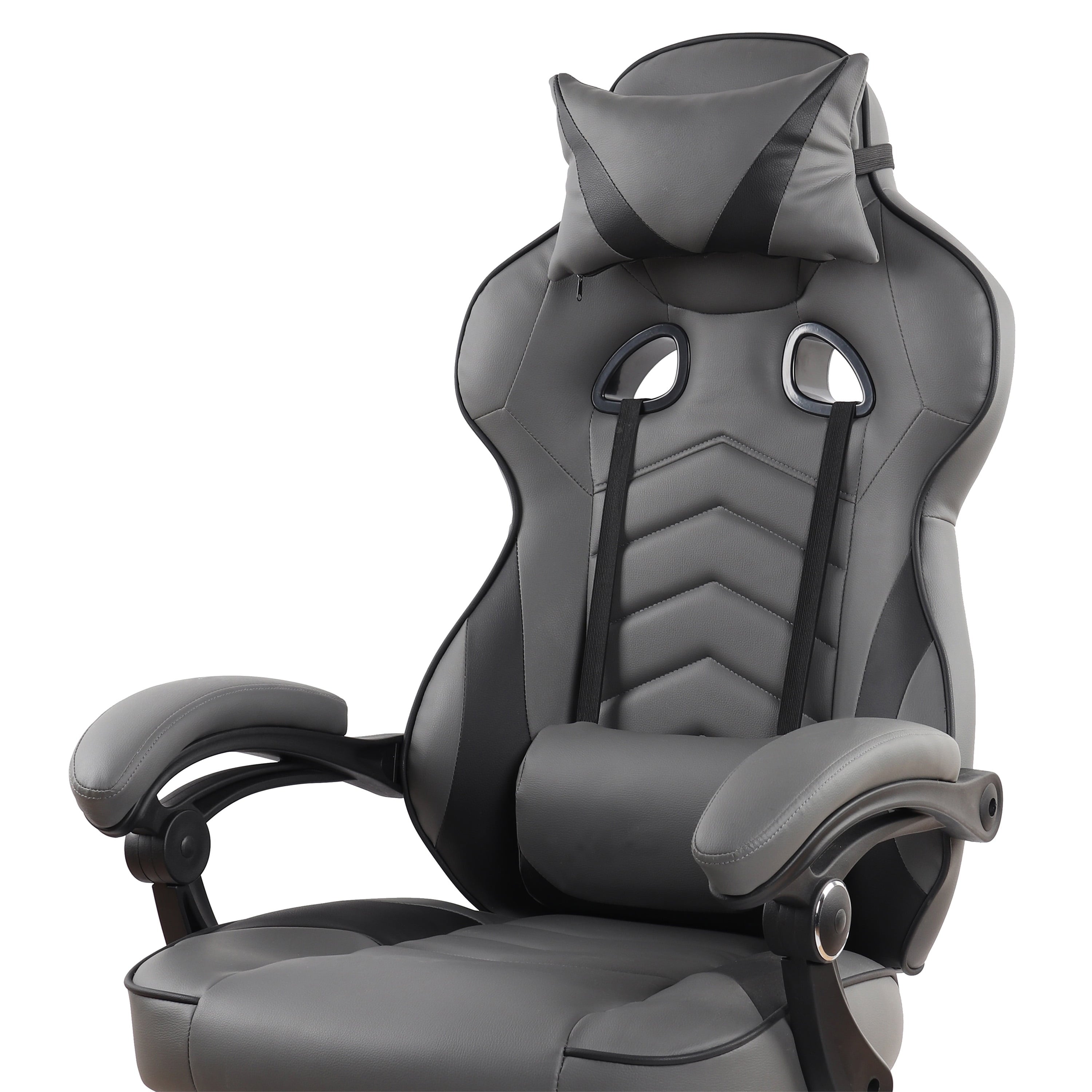 Techni Mobili Gaming Racing Style Fully Reclining Executive Office Chair with Footrest, Gray RTA-2050C-GRY