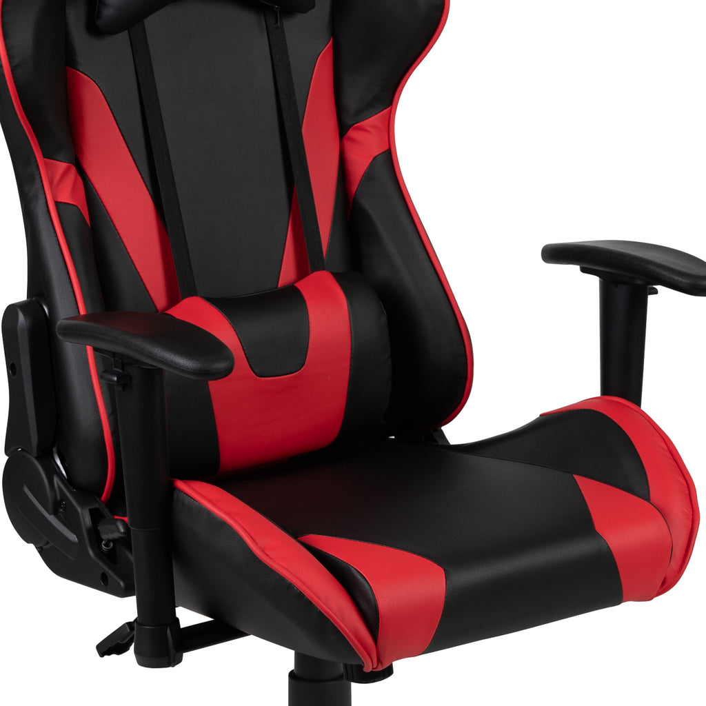 Flash Furniture Optis Red Gaming Desk and Red/Black Reclining Gaming Chair Set with Cup Holder and Headphone Hook