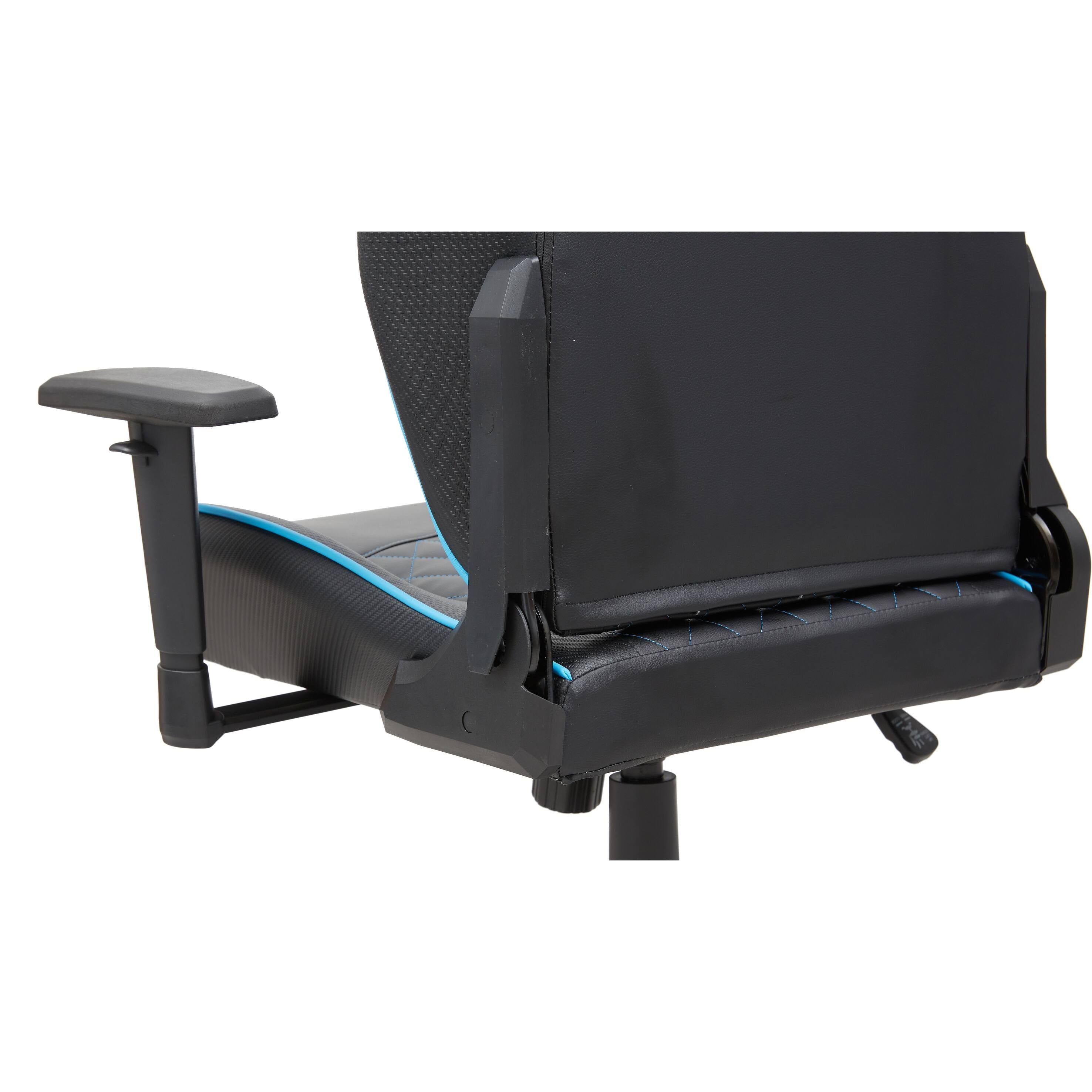 Furniture of America Joseff Black Faux Leather Reclining Gaming Chair by  Black,Blue