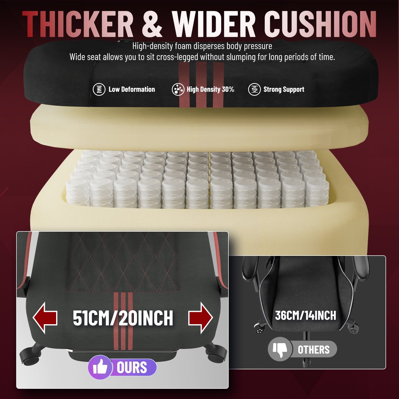 Luxvie Velvet Fabric Gaming Chair With Footrest, Ergonomic Comfortable Video Gamer Chair For Adult, Reclining Office Computer Desk Game Chairs With Massage Lumbar Cushion and Headrest, Black&Red